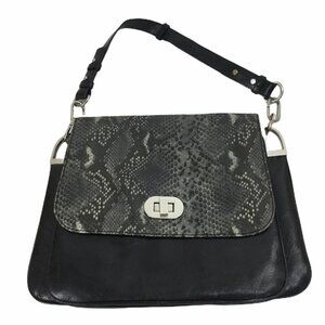 Badgley Mischka Leather Snake Embossed Print Black